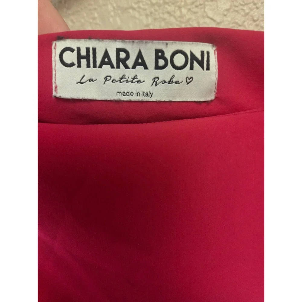 Chiara‎ Boni La Petite Robe Hot Pink Shift Dress Sheer Floral Sleeve - Picture 6 of 8